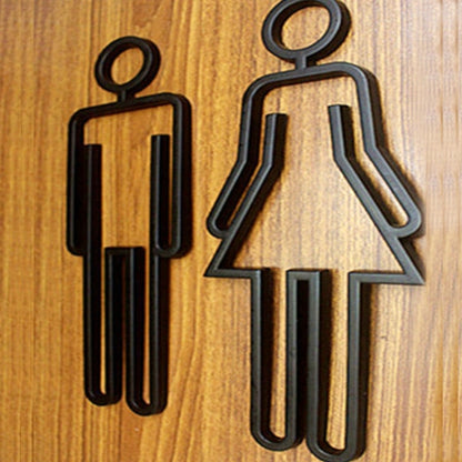 2 PCS อะคริลิคห้องน้ำสัญลักษณ์กาวห้องน้ำประตูห้องน้ำสำหรับโรงแรม, Toilet Sign(Black), Toilet Sign(Silver), Toilet Sign(Gold)