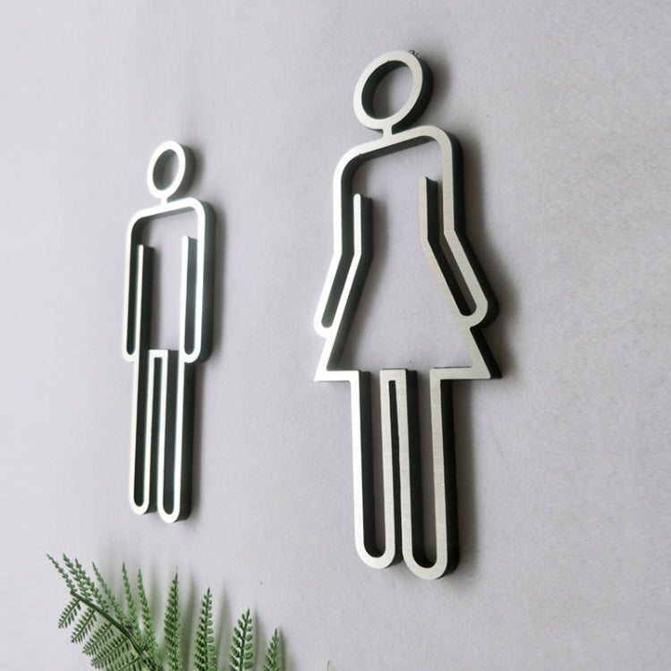 2 PCS อะคริลิคห้องน้ำสัญลักษณ์กาวห้องน้ำประตูห้องน้ำสำหรับโรงแรม, Toilet Sign(Black), Toilet Sign(Silver), Toilet Sign(Gold)