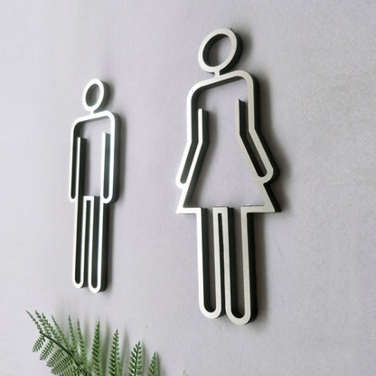 2 PCS อะคริลิคห้องน้ำสัญลักษณ์กาวห้องน้ำประตูห้องน้ำสำหรับโรงแรม, Toilet Sign(Black), Toilet Sign(Silver), Toilet Sign(Gold)