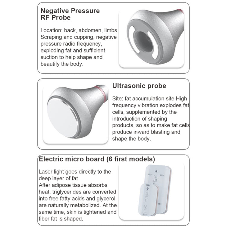 6 In 1 80K อัลตราโซนิก Cavitation สูญญากาศวิทยุความถี่ Lipo เครื่องเลเซอร์กระชับสัดส่วน, US Plug, EU Plug, UK Plug, AU plug