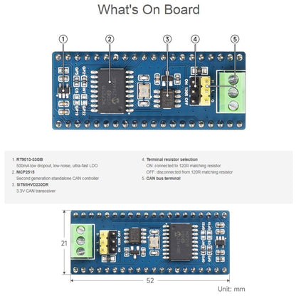 Waveshare สำหรับ Raspberry Pi Pico CAN Bus Module (B) เปิดใช้งานการสื่อสารระยะไกลผ่าน SPI, 23775, 23775
