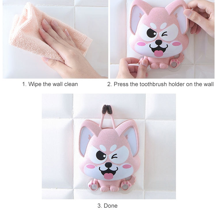 ชั้นวางยาสีฟันแปรงสีฟันติดผนังสำหรับสุนัขการ์ตูน ขนาด:16x14x5ซม
