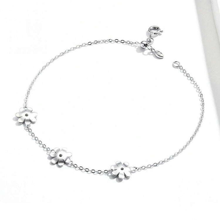 สร้อยข้อมือชุบแพลทินัมเงินสเตอร์ลิง S925 สร้อยข้อมือเดซี่น่ารัก, Daisy