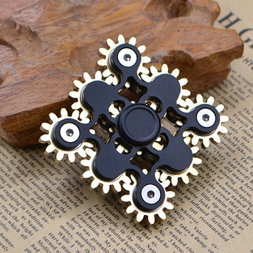 เก้าทองแดงบริสุทธิ์เกียร์เชื่อมโยง EDC Fidget Spinner Decompression ของเล่น, Nine Gear(Black), Nine Gear(Silver)