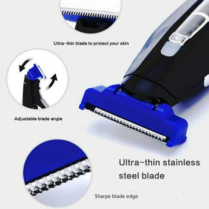 เครื่องโกนหนวดไฟฟ้าแบบชาร์จไฟได้สำหรับผู้ชาย, Black + Blue