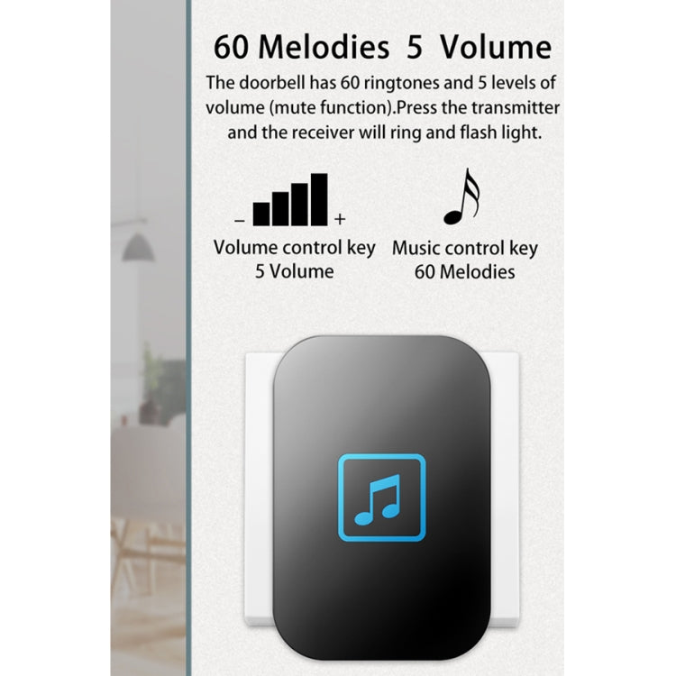 CACAZI A86 เพลงอิเล็กทรอนิกส์ รีโมทคอนโทรล ออดหนึ่งสำหรับหนึ่งออดไร้สาย AC, US Plug, UK Plug, EU Plug