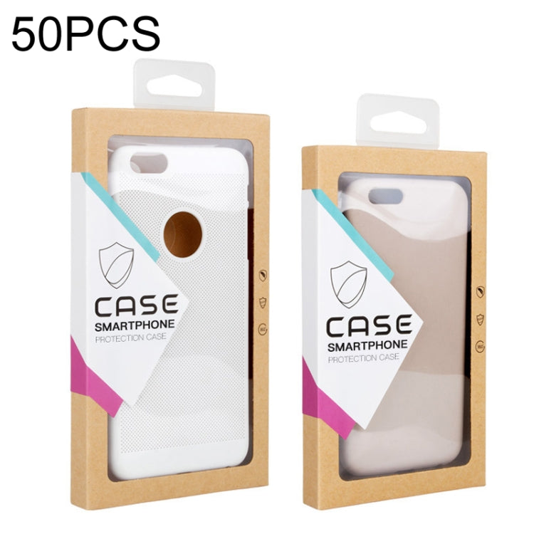 50 ชิ้นกระดาษคราฟท์ซองหนังกรณีบรรจุภัณฑ์กล่องโทรศัพท์, L 5.8-6.7 Inch, S 4.7 Inch
