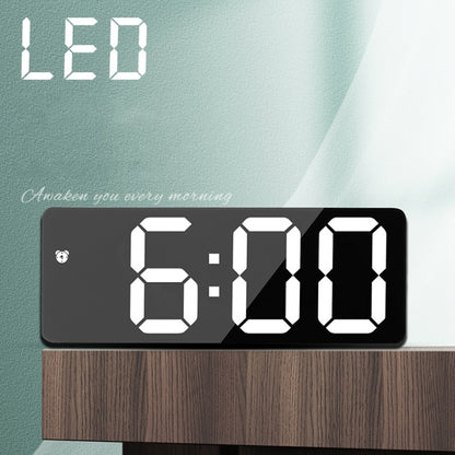 แบตเตอรี่ Plug-In นาฬิกา LED เอนกประสงค์นาฬิกาปลุกข้างเตียง,, Rectangular Black Surface White Light