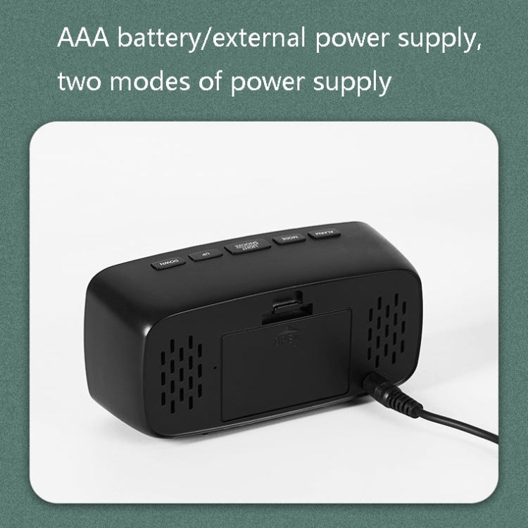 แบตเตอรี่ Plug-In นาฬิกา LED เอนกประสงค์นาฬิกาปลุกข้างเตียง,, Rectangular Black Surface White Light
