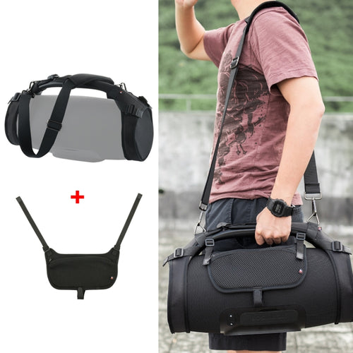 ลำโพงบลูทูธสายคล้องไหล่เดี่ยว + กระเป๋าโทรศัพท์ชุดสำหรับ JBL Boombox 1/2, Case + Phone Bag Black
