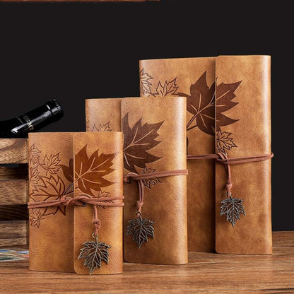PU Maple Retro Straps Handbook สมุดโน๊ตแบบหลวม, A7, A6, A5