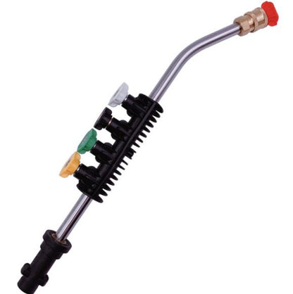 แรงดันสูงปืนฉีดน้ำล้างรถ 1/4 Quick Plug Interface พัดลมรูปห้าสีหัวฉีดสแตนเลสข้อศอก EXTENSION Rod, High Pressure Spray Gun Kit
