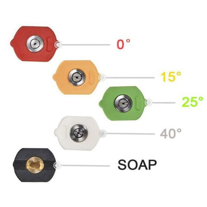 แรงดันสูงปืนฉีดน้ำล้างรถ 1/4 Quick Plug Interface พัดลมรูปห้าสีหัวฉีดสแตนเลสข้อศอก EXTENSION Rod, High Pressure Spray Gun Kit