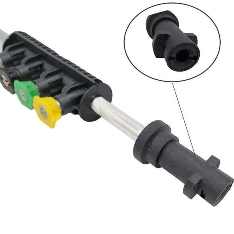 แรงดันสูงปืนฉีดน้ำล้างรถ 1/4 Quick Plug Interface พัดลมรูปห้าสีหัวฉีดสแตนเลสข้อศอก EXTENSION Rod, High Pressure Spray Gun Kit