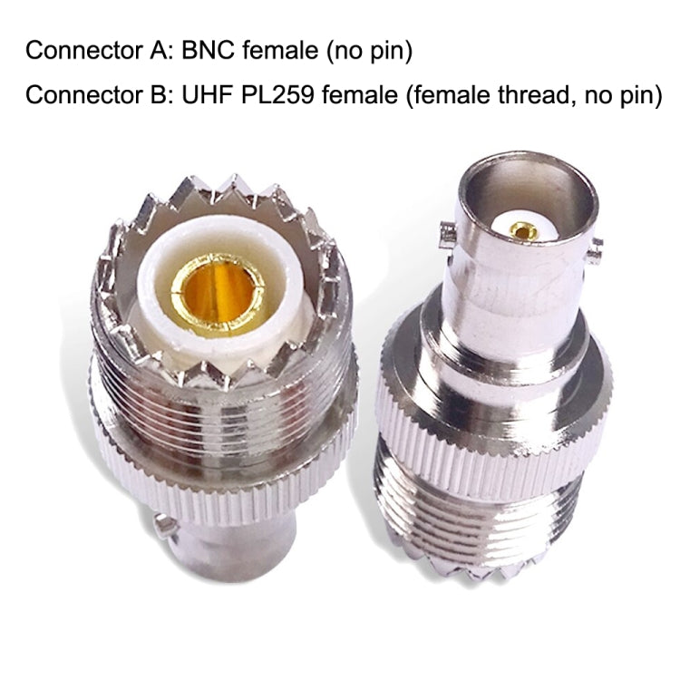 แจ็คตัวเมีย BNC ถึง UHF PL-259 ตัวเชื่อมต่ออะแดปเตอร์ RF Coax แบบตรงตัวเมีย, BNC Female To UHF Female