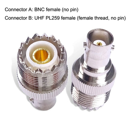 แจ็คตัวเมีย BNC ถึง UHF PL-259 ตัวเชื่อมต่ออะแดปเตอร์ RF Coax แบบตรงตัวเมีย, BNC Female To UHF Female