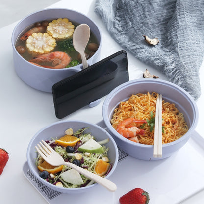 6 in 1 นักเรียนชามบะหมี่กึ่งสำเร็จรูปชุดช้อนส้อมโรงอาหารใยไผ่