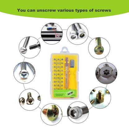 32-in-1 CRV Steel โทรศัพท์มือถือถอดชิ้นส่วนซ่อมเครื่องมือชุดไขควงผสมมัลติฟังก์ชั่น, Yellow, Gray Green, Red