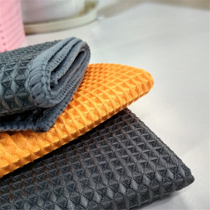 Pineapple Lattice Microfiber Lint-free Absorbent Honeycomb ผ้าขนหนูล้างรถ, 40x40cm