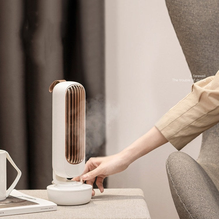Retro ความชื้นพัดลมทาวเวอร์ USB Leafless Fan Water Cooling สเปรย์ความชื้นพัดลมตั้งโต๊ะ Cooler