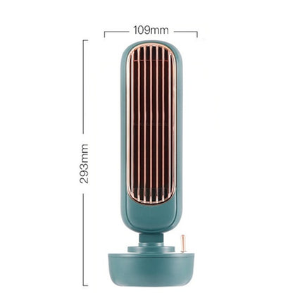 Retro ความชื้นพัดลมทาวเวอร์ USB Leafless Fan Water Cooling สเปรย์ความชื้นพัดลมตั้งโต๊ะ Cooler
