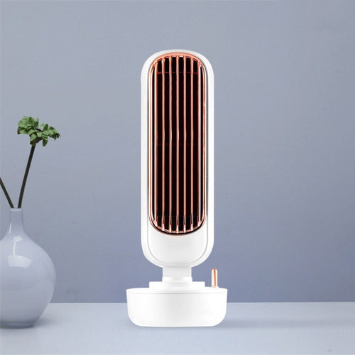 Retro ความชื้นพัดลมทาวเวอร์ USB Leafless Fan Water Cooling สเปรย์ความชื้นพัดลมตั้งโต๊ะ Cooler