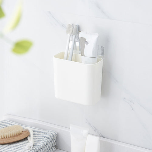 3 ชิ้นห้องน้ำชั้นวางติดผนังถ้วยดูดฟรีหมัดกล่องเก็บ Washstand แปรงสีฟันยาสีฟันชั้นวาง