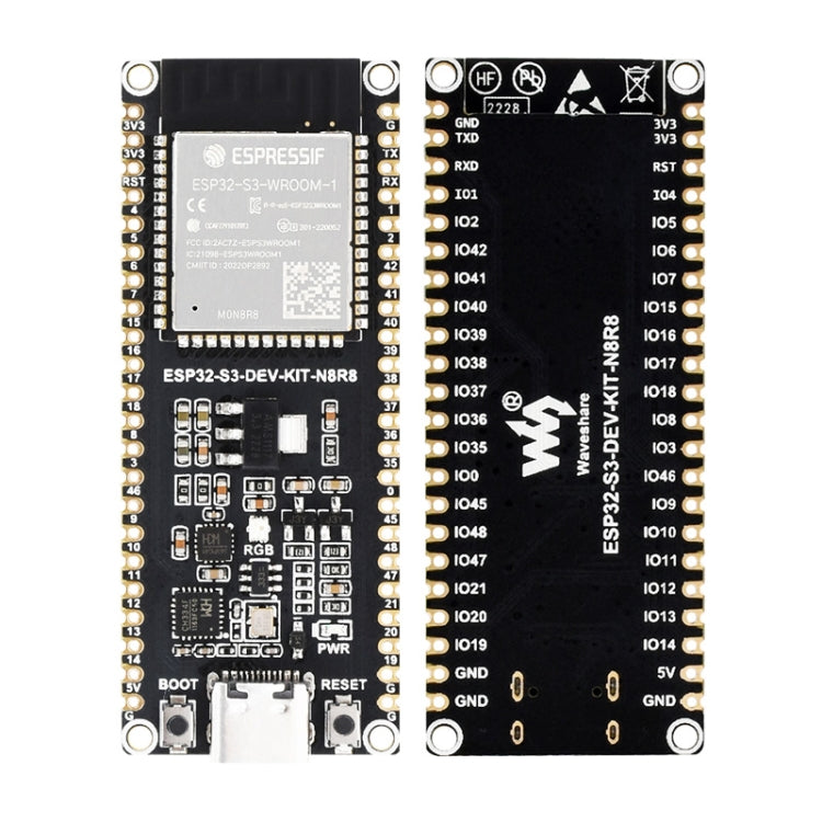 Waveshare ESP32-S3 ไมโครคอนโทรลเลอร์ 2.4GHz Wi-Fi Development Board ESP32-S3-WROOM-1-N8R8 โมดูล, 24263, 24363