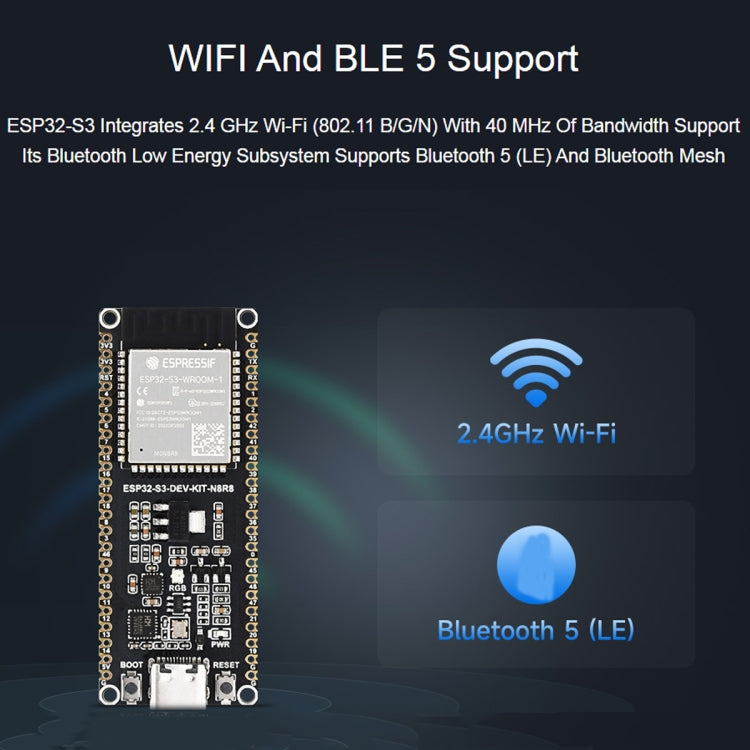 Waveshare ESP32-S3 ไมโครคอนโทรลเลอร์ 2.4GHz Wi-Fi Development Board ESP32-S3-WROOM-1-N8R8 โมดูล, 24263, 24363