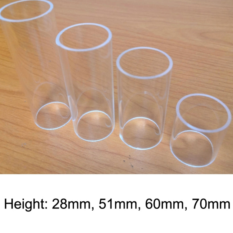 5PCS อะคริลิคกีตาร์สไลด์หลอดพื้นบ้านสไลด์, 28mm(Transparent), 51mm(Transparent), 60mm(Transparent), 70mm(Transparent)