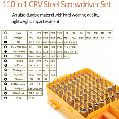 นาฬิกาโทรศัพท์มือถือ Disassembly เครื่องมือบำรุงรักษา Multi-function Chrome Vanadium Steel ไขควงชุด, 110 in 1 (Yellow), 110 in 1 (Blue), 110 in 1 (Red)