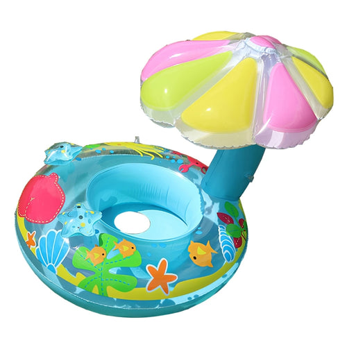 เด็กป้องกันสิ่งแวดล้อม PVC Inflatable Sunshade รูปเห็ดที่นั่งแหวนว่ายน้ำ, Mushroom(Blue), Mushroom(Pink)