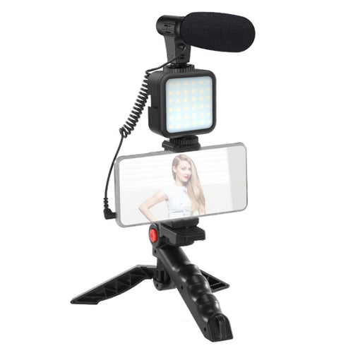 KIT-01LM การถ่ายวิดีโอ 3 ใน 1 ไฟ LED แบบพกพา ขาตั้ง ไมโครโฟนสด, Battery Models, USB Charging Model