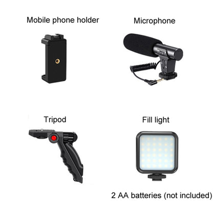 KIT-01LM การถ่ายวิดีโอ 3 ใน 1 ไฟ LED แบบพกพา ขาตั้ง ไมโครโฟนสด, Battery Models, USB Charging Model