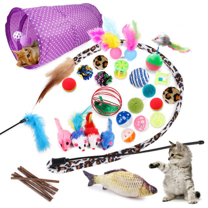 สัตว์เลี้ยงแมวของเล่นเมาส์ขนนกแมวตลกช่อง Sisal Ball ของเล่นกราม, 28 in 1 Cat Toy