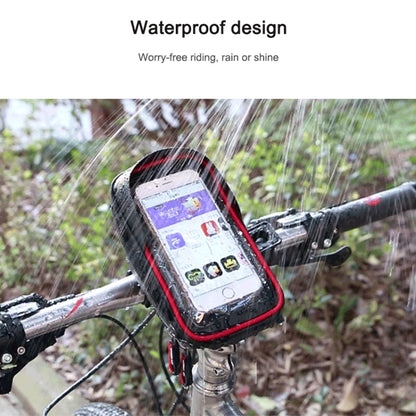 WHEEL UP Anti-Splashingหน้าจอสัมผัสกระเป๋าโทรศัพท์มือถือสำหรับจักรยานจักรยานเสือภูเขาด้านหน้าBeamกระเป๋าขี่Handlebarกระเป๋า, Black and Red