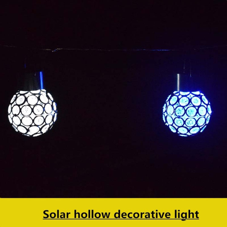2 ชิ้นพลังงานแสงอาทิตย์กลวงบอลจี้โคมไฟตกแต่งสวนไฟ, 2 PCS Hollow Ball White, 2 PCS Hollow Ball Colorful