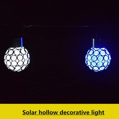 2 ชิ้นพลังงานแสงอาทิตย์กลวงบอลจี้โคมไฟตกแต่งสวนไฟ, 2 PCS Hollow Ball White, 2 PCS Hollow Ball Colorful