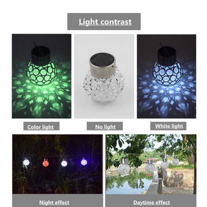2 ชิ้นพลังงานแสงอาทิตย์กลวงบอลจี้โคมไฟตกแต่งสวนไฟ, 2 PCS Hollow Ball White, 2 PCS Hollow Ball Colorful