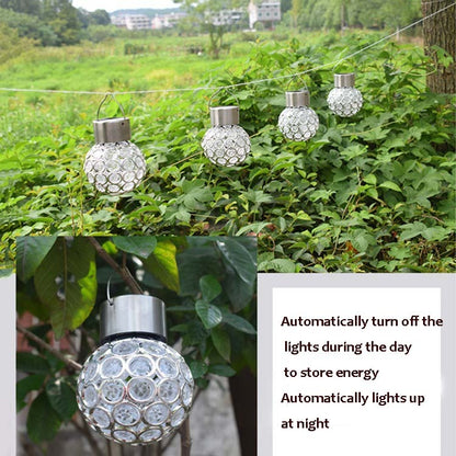 2 ชิ้นพลังงานแสงอาทิตย์กลวงบอลจี้โคมไฟตกแต่งสวนไฟ, 2 PCS Hollow Ball White, 2 PCS Hollow Ball Colorful