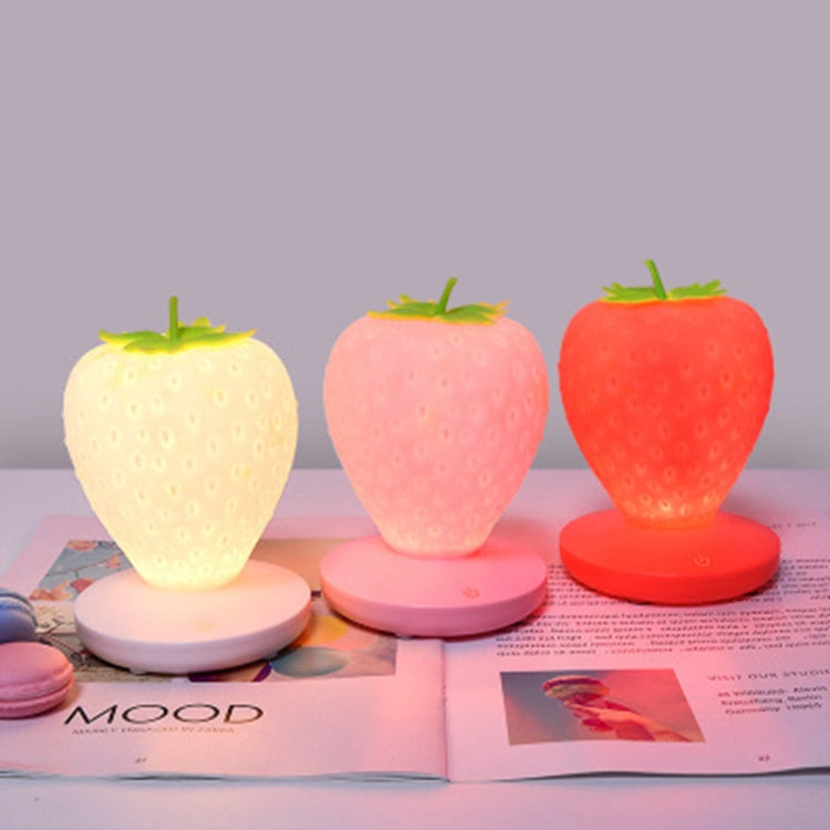 Creative Home LED ซิลิโคนสตรอเบอร์รี่ Night Light USB ชาร์จข้างเตียงตกแต่งบรรยากาศแสง, Pink Strawberry, Red Strawberry, White Strawberry