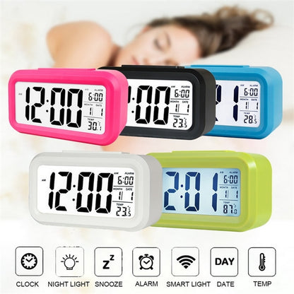 ประเภทอุณหภูมิ Lazy Snooze Alarm ปิดเสียงนาฬิกาอิเล็กทรอนิกส์ Backlit, Battery(White), Battery(Green), Battery(Black), Battery(Blue), Battery(Rose Red)