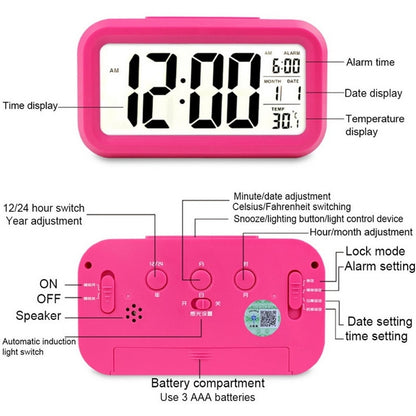 ประเภทอุณหภูมิ Lazy Snooze Alarm ปิดเสียงนาฬิกาอิเล็กทรอนิกส์ Backlit, Battery(White), Battery(Green), Battery(Black), Battery(Blue), Battery(Rose Red)