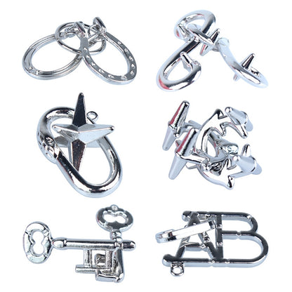 6 ชิ้น / ชุดเมจิกล็อคโลหะผสมสังกะสีพัฒนาสมองปริศนาล็อคของเล่น, 6 PCS / Set Puzzles Lock