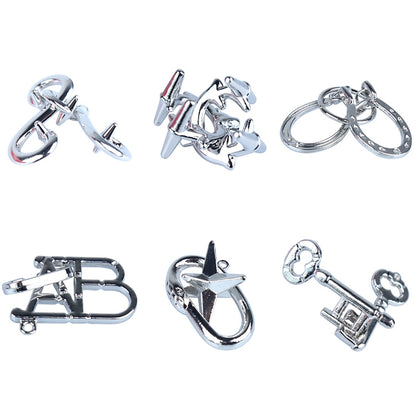6 ชิ้น / ชุดเมจิกล็อคโลหะผสมสังกะสีพัฒนาสมองปริศนาล็อคของเล่น, 6 PCS / Set Puzzles Lock
