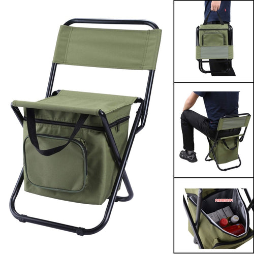 เก้าอี้พับกลางแจ้งพร้อมถุงเก็บของและพนักพิงและฟังก์ชั่นรักษาความร้อน, Outdoor Folding Chair