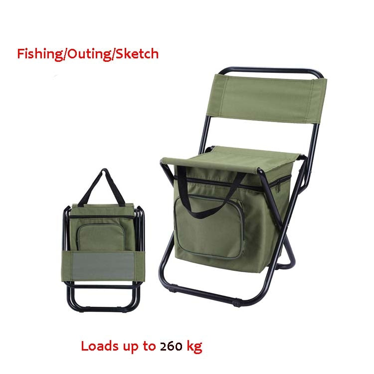 เก้าอี้พับกลางแจ้งพร้อมถุงเก็บของและพนักพิงและฟังก์ชั่นรักษาความร้อน, Outdoor Folding Chair
