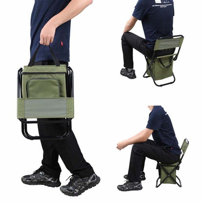 เก้าอี้พับกลางแจ้งพร้อมถุงเก็บของและพนักพิงและฟังก์ชั่นรักษาความร้อน, Outdoor Folding Chair
