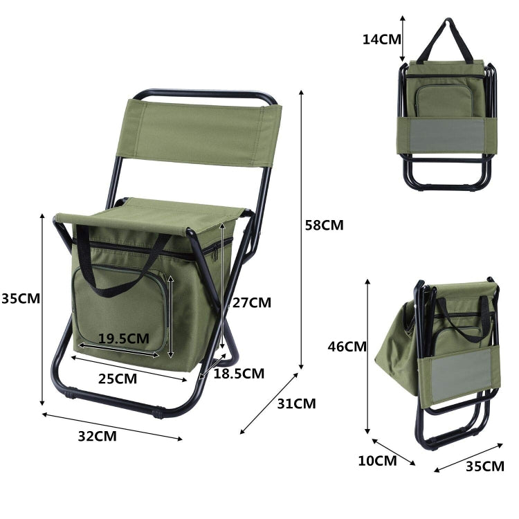 เก้าอี้พับกลางแจ้งพร้อมถุงเก็บของและพนักพิงและฟังก์ชั่นรักษาความร้อน, Outdoor Folding Chair