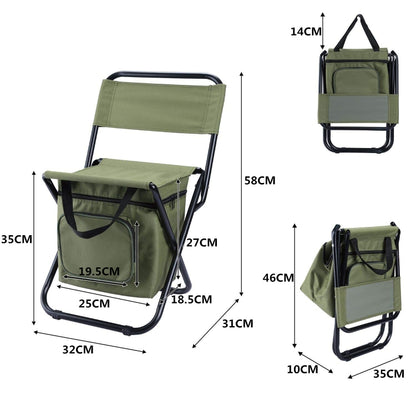 เก้าอี้พับกลางแจ้งพร้อมถุงเก็บของและพนักพิงและฟังก์ชั่นรักษาความร้อน, Outdoor Folding Chair